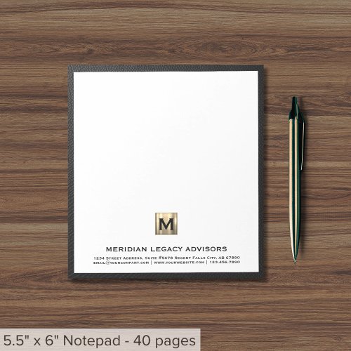 Elegant Monogram Business Notepad