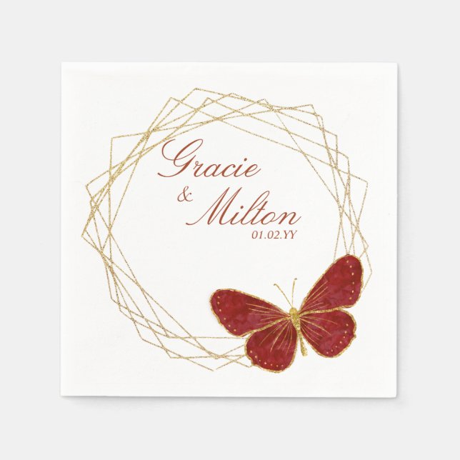 Elegant Monogram Butterfly Wedding   Napkins (Front)