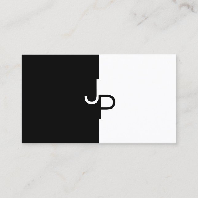 Elegant Monogram BW Black White Modern Template Business Card (Front)