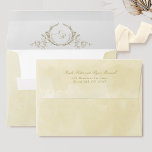 Elegant Monogram Champagne Watercolor Wedding Envelope<br><div class="desc">Elegant champagne cream watercolor wedding envelope with beautiful hand-drawn botanical monogram inside with couples initials in calligraphy. Watercolor wash in a blend of champagne, cream, ivory, yellow, and antique golden hues. Design with the option to add or erase name(s) and address on the top back flap. NOTES: 1)the default size...</div>