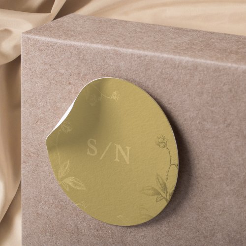 Elegant monogram chic modern faux gold wedding classic round sticker