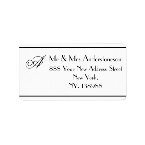 Elegant Monogram Chic White Wedding Address  Label