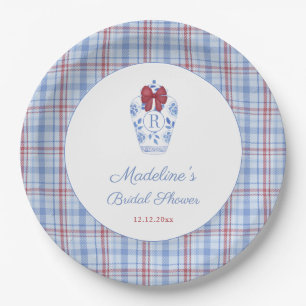 Elegant Monogram Christmas Bridal Shower Party Paper Plates