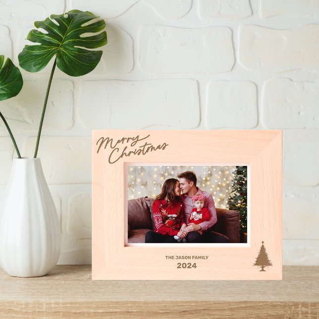 Elegant Monogram Christmas tree Classy Typography Engraved Frames (Creator Uploaded)