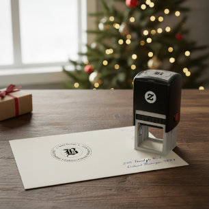 Elegant Monogram Circle Self-Inking Address Stamp