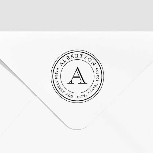 Elegant Monogram Circular Return Address Name Self_inking Stamp