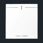 Elegant Monogram Classic Black White Notepad<br><div class="desc">Easily add your custom monogram initial and name to this elegant black and white notepad.</div>