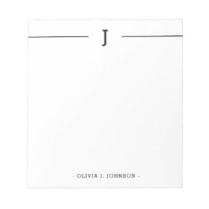 Elegant Monogram Classic Black White Notepad