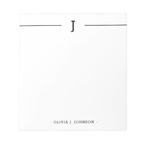 Elegant Monogram Classic Black White Notepad