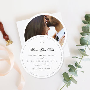Elegant Monogram Classic Frame Photo Save The Date Invitation