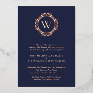 Elegant Monogram Classic Wedding Foil Invitation