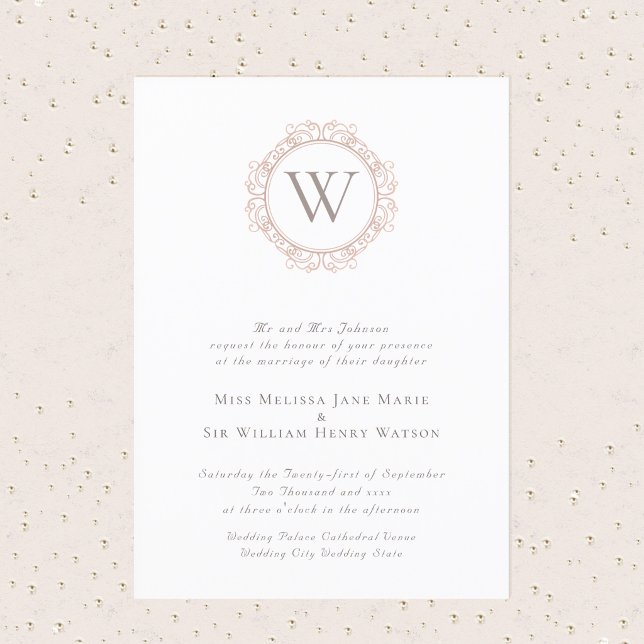 Elegant Monogram Classic Wedding Invitation