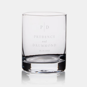 Elegant Monogram Classic Wedding Rocks Glass