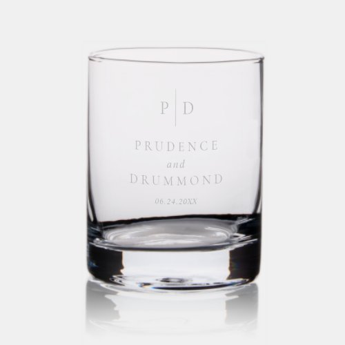 Elegant Monogram  Classic Wedding Rocks Glass