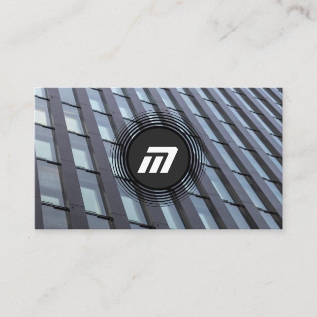 Elegant monogram clean glass facade office business card (Front)