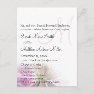 Elegant Monogram Clematis Wedding Invitation Postcard