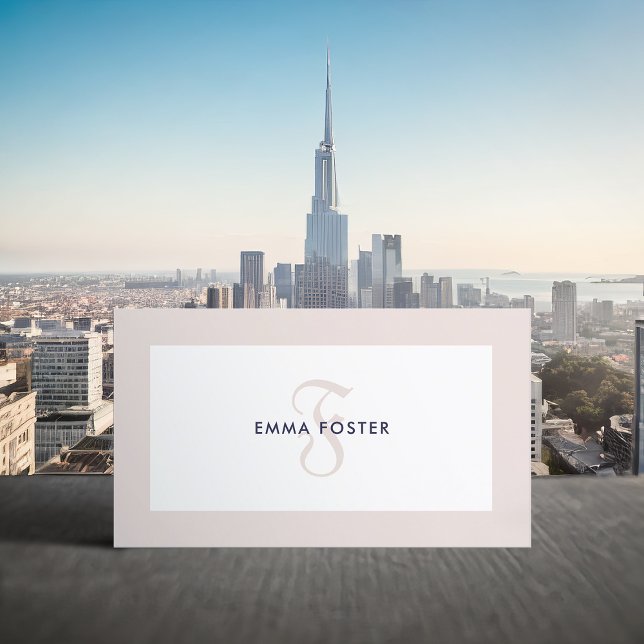 Elegant Monogram Coconut Cream Frame Business Card (Creator Uploaded)