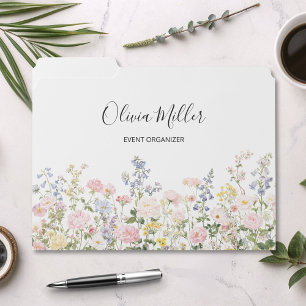 Elegant Monogram Colorful Flower Garden Floral File Folder