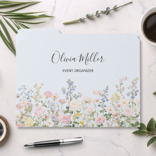 Elegant Monogram Colorful Flower Garden Floral File Folder