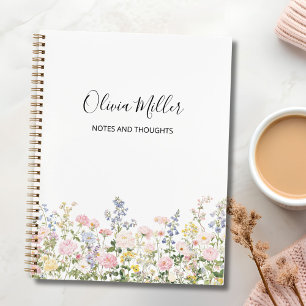 Elegant Monogram Colorful Flower Garden Floral Notebook