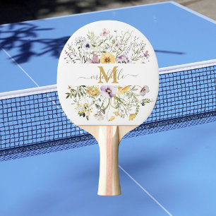 Elegant Monogram Colorful Wildflower Garden Floral Ping Pong Paddle