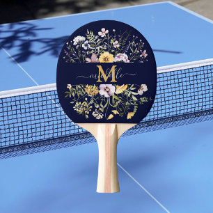 Elegant Monogram Colorful Wildflower Garden Floral Ping Pong Paddle