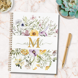 Elegant Monogram Colorful Wildflower Garden Floral Planner