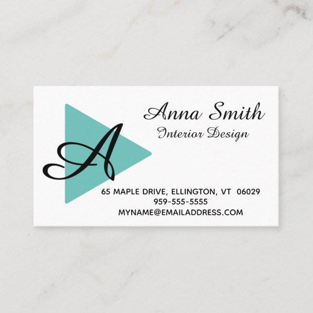 Elegant Monogram Completely Customized Business Card (Front)