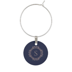 Elegant Monogram Copper Blush Navy Wine Charm