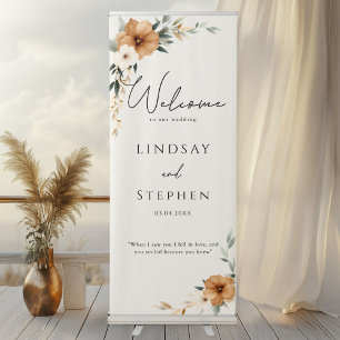 Elegant Monogram Copper Earthy Beige Wedding Retractable Banner