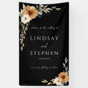 Elegant Monogram Copper Earthy Black Wedding Banner