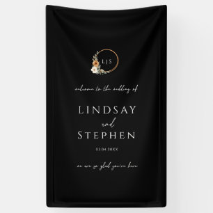 Elegant Monogram Copper Earthy Black Wedding Banner