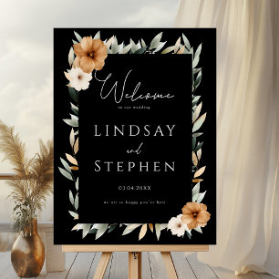 Elegant Monogram Copper Earthy Black Wedding Foam Board