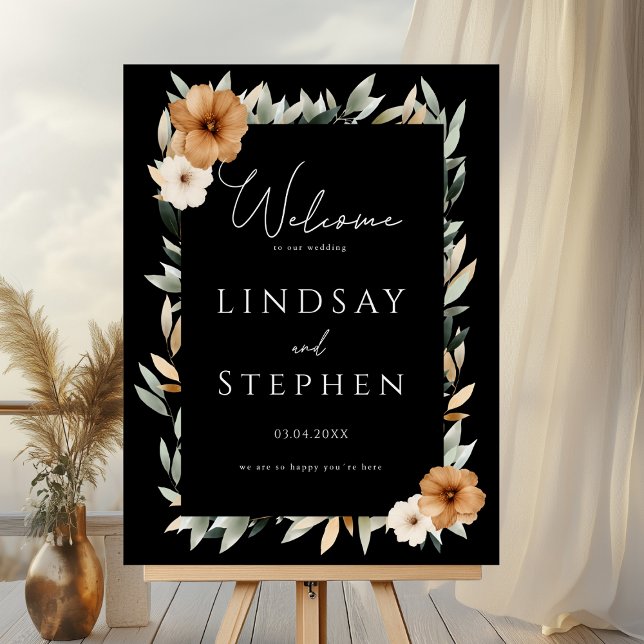 Elegant Monogram Copper Earthy Black Wedding Foam Board (Elegant Monogram Copper Earthy Black Wedding Foam Board)