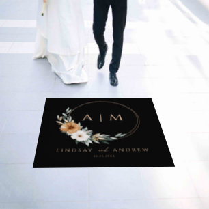 Elegant Monogram Copper Earthy Botanical Floor Decals