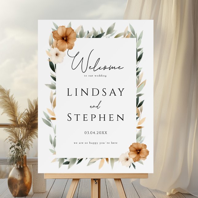 Elegant Monogram Copper Earthy White Wedding Foam Board (Elegant Monogram Copper Earthy White Wedding Foam Board)
