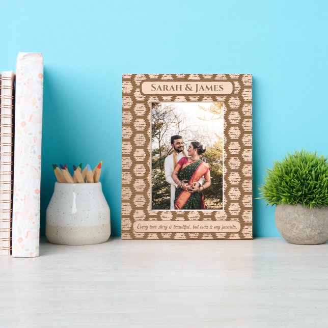 Elegant Monogram Couple Names Decorative Pattern  Engraved Frames (Creator Uploaded)