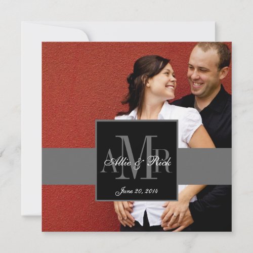 Elegant Monogram Couple Photo Wedding Invitation