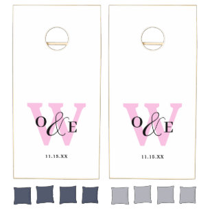 Elegant Monogram Couple’s Initials Modern Wedding Cornhole Set