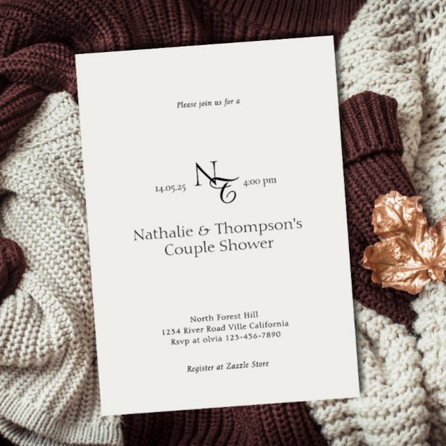 Elegant Monogram Couple Shower Bridal Invitation (Creator Uploaded)