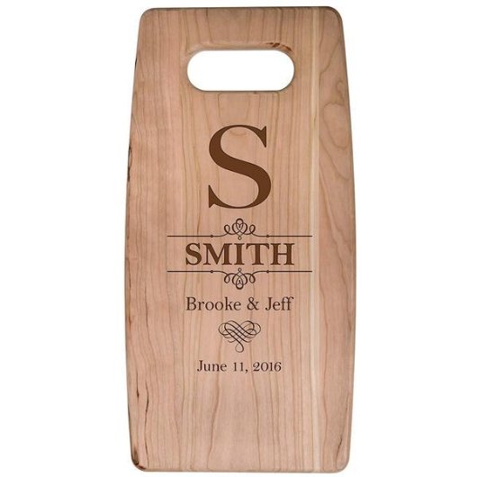 Elegant Monogram Craft Cherry Wooden Cutting Board (Front)