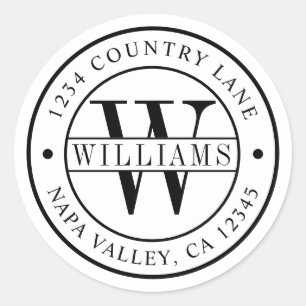 Elegant Monogram   Create Your Own Return Address Classic Round Sticker