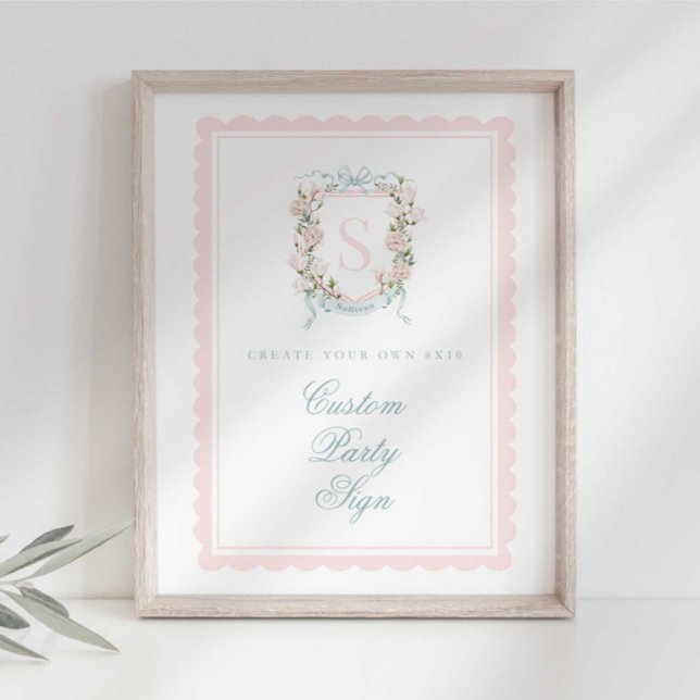 Elegant Monogram Crest Baby Shower Custom 8x10 Poster (Creator Uploaded)