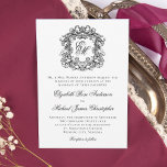 Elegant Monogram Crest Black And White Wedding Invitation at Zazzle