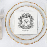 Elegant Monogram Crest Script Wedding Napkins<br><div class="desc">These elegant wedding monogram napkins in classic formal black and white,  feature an ornate vintage crest with fancy script calligraphy for the initials of the bride and groom. Find matching products in the collection,  or message me through Zazzle Chat for more products and design tweaks.</div>