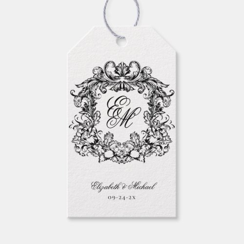 Elegant Monogram Crest Wedding Bridesmaid 2 Gift Tags