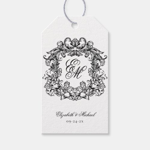 Elegant Monogram Crest Wedding Bridesmaid Gift Tags