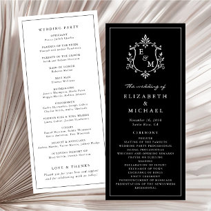 Elegant Monogram Crest Wedding Ceremony Program