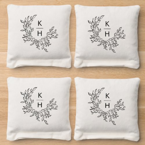 Elegant Monogram Crest Wedding Cornhole Bags