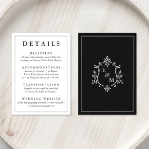 Elegant Monogram Crest Wedding Details Enclosure Card